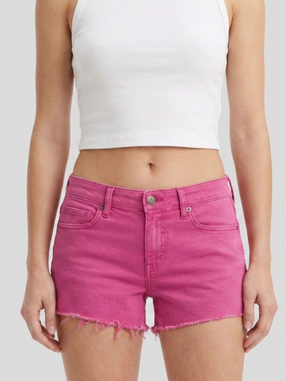 American Eagle Pink Denim Cutoff Shorts Low Rise Stretch Size 6